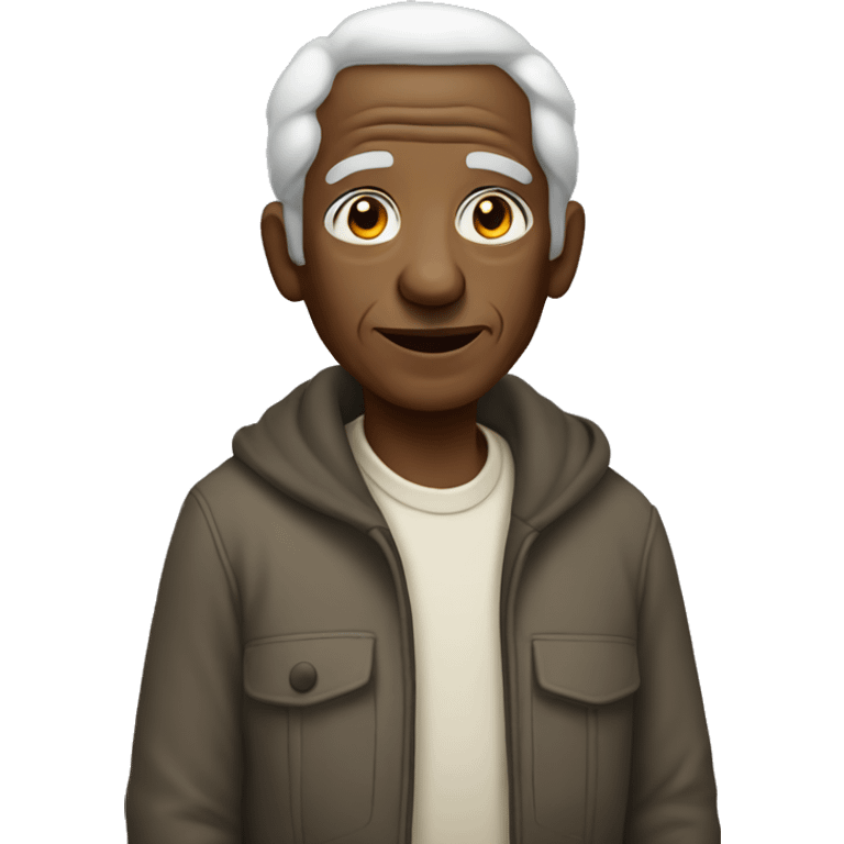 An  elderly  black  man  is  dressed  in  cotton  clothing. emoji