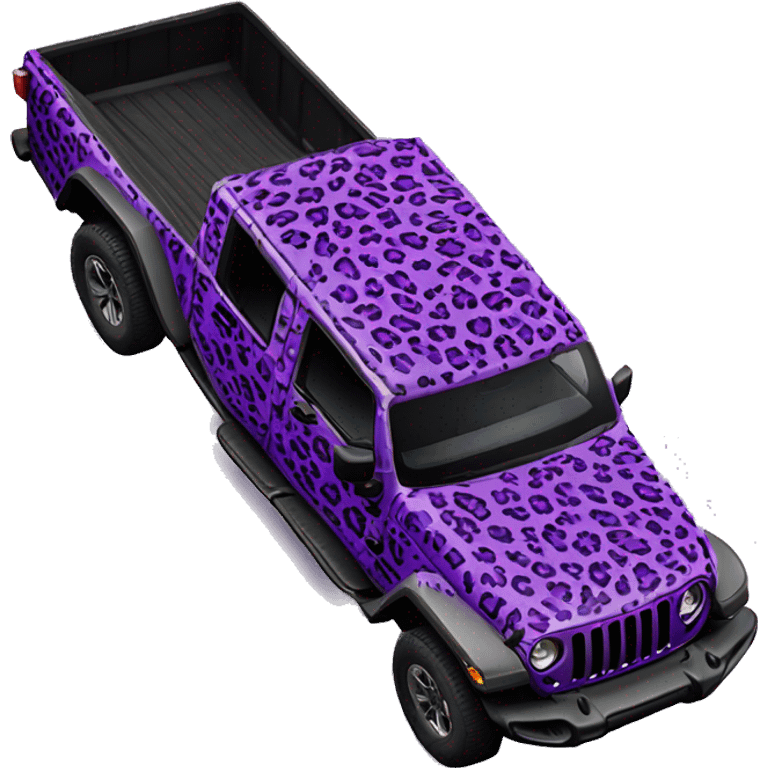 Realistic purple leopard print pattern Jeep Gladiator truck. emoji