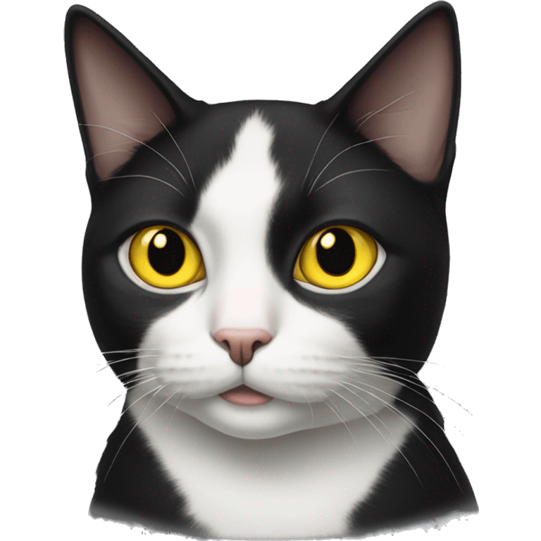 tuxedo cat with yellow eyes emoji