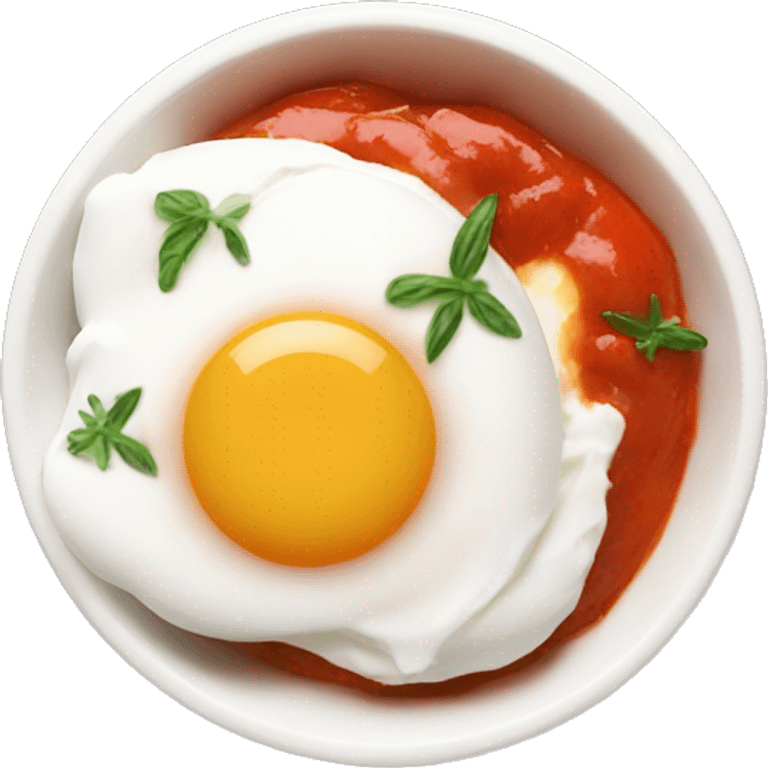 Poached egg on yogurt and tomato sauce emoji