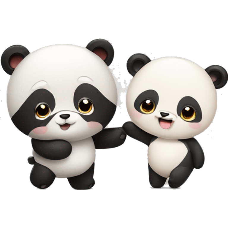 a cute bear and a cute panda doing hug emoji