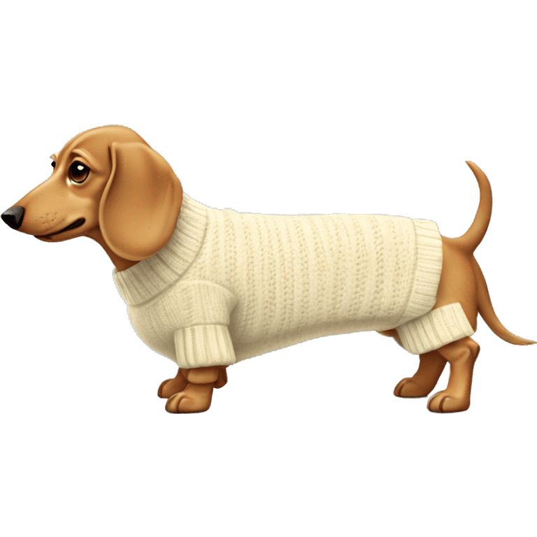 cream dachshund in sweater full body emoji