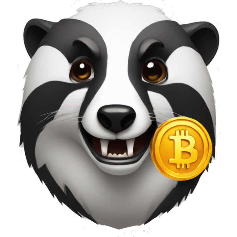 angry badger with bitcoin emoji