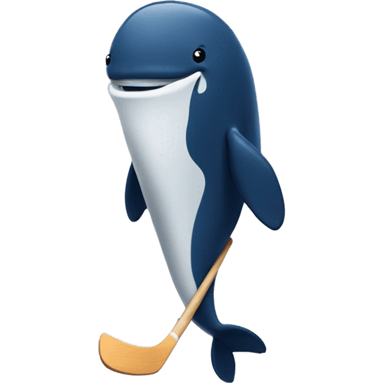 A whale holding a hockey stick emoji