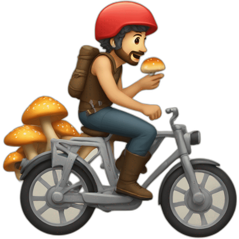 male eating mushroom riding bernadoodle emoji