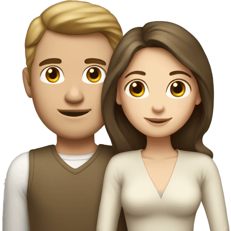 Pale brunette girl with tan husband  emoji