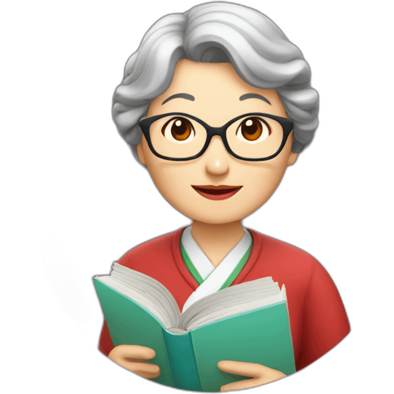 Older Chinese lady teacher held book standing emoji