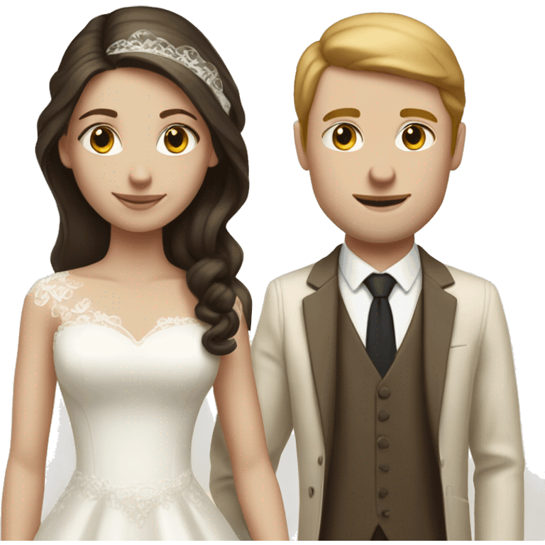 pale dark brunette girl marrying tall pale man with light brown hair  emoji