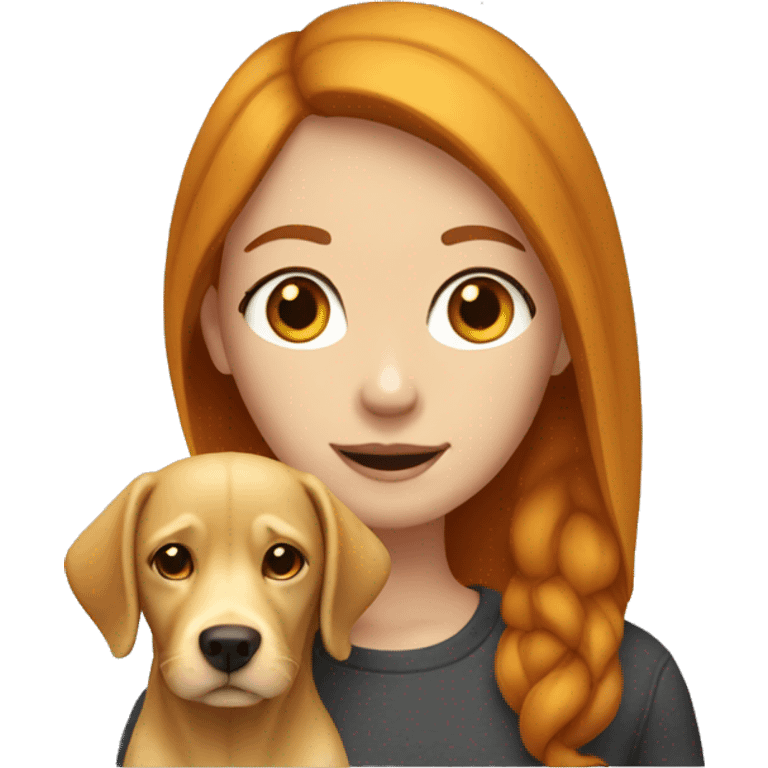 Red-haired girl with yellow Labrador dog emoji