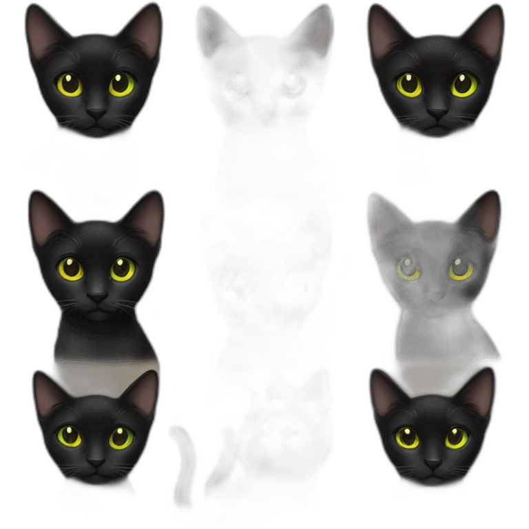 2 black cats one with green eyes and other with yellow eyes. emoji