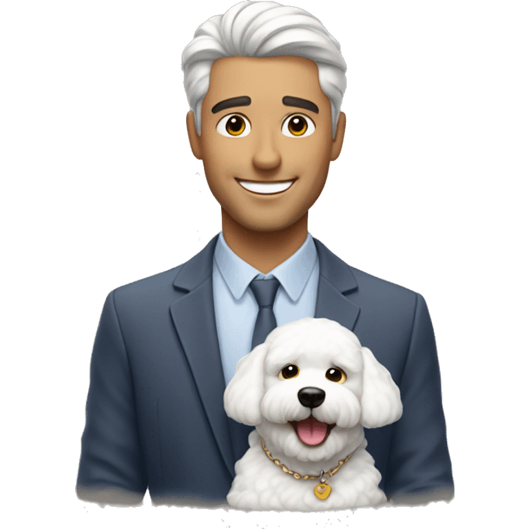 smiling handsome man with Bichon  emoji