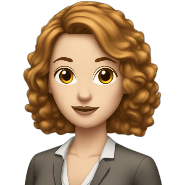 white woman with brown hair executive emoji