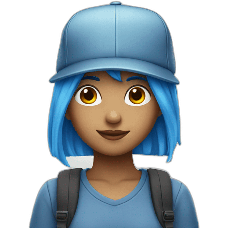 blue hair girl with cap emoji