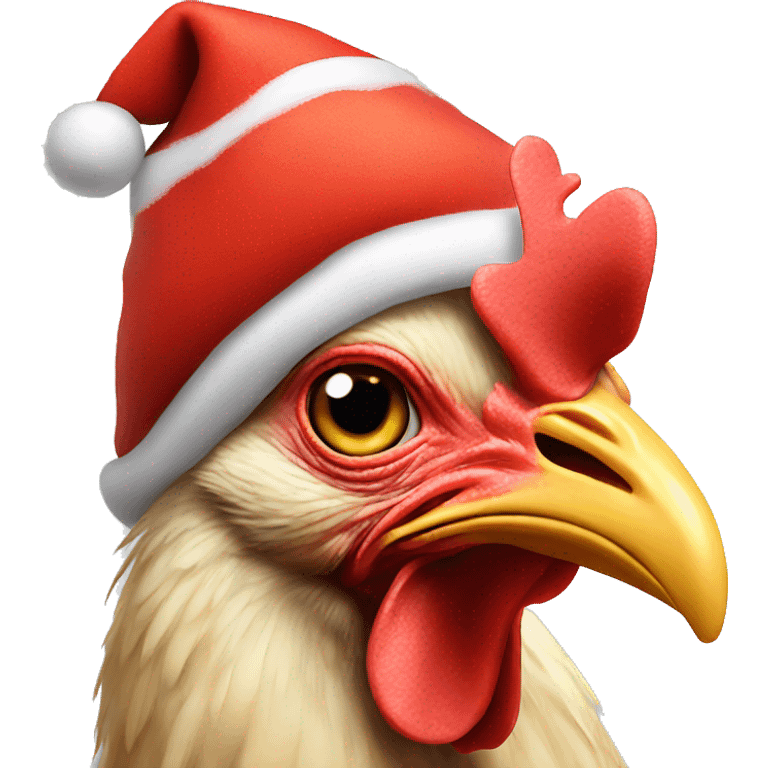 Chicken with a Christmas hat  emoji