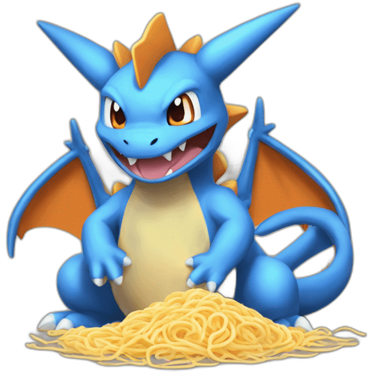 mega charizard x eating noodles emoji