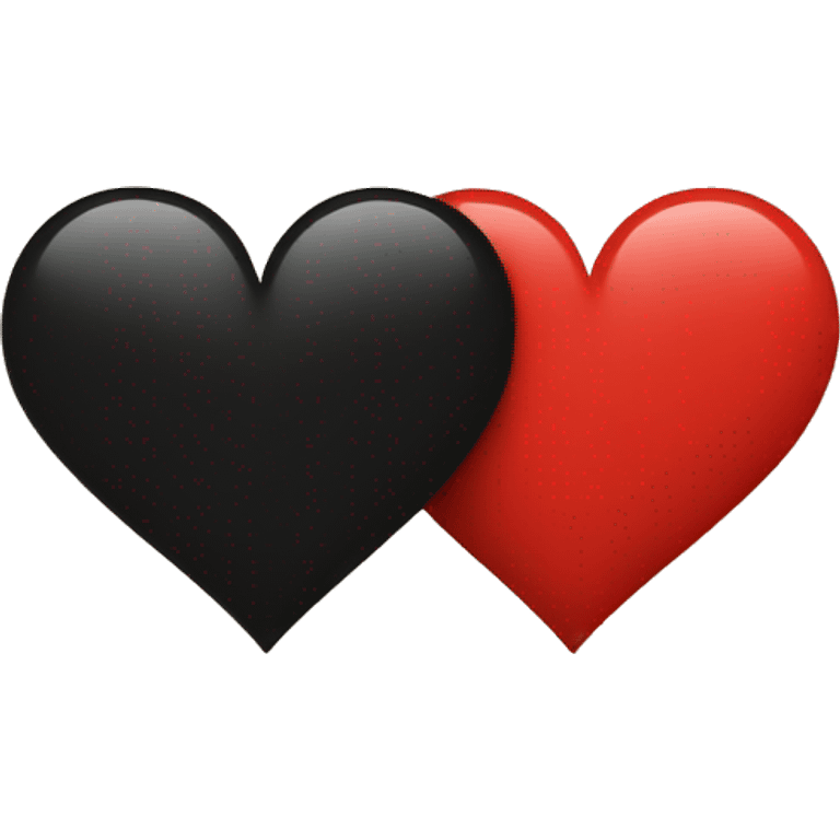 Half red and half black heart emoji