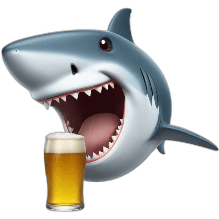 Shark drinks a beer emoji