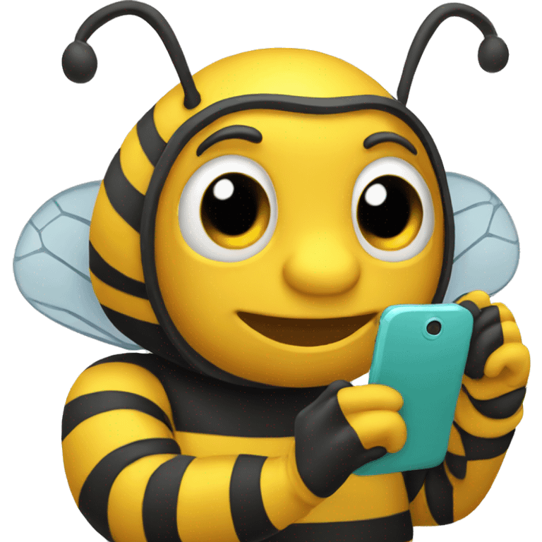 bee holding a phone in his hands emoji