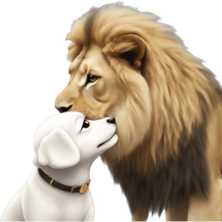 Lion kissing a Bichon  emoji