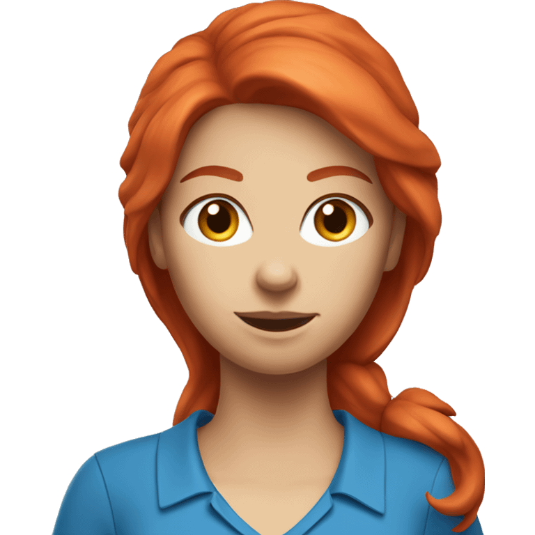 a female golf coach with red hair, blue shirt emoji