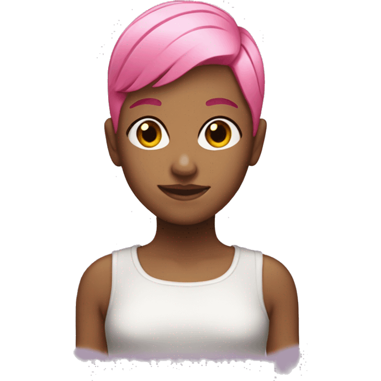 Pink haired girl with a buzzed head  emoji