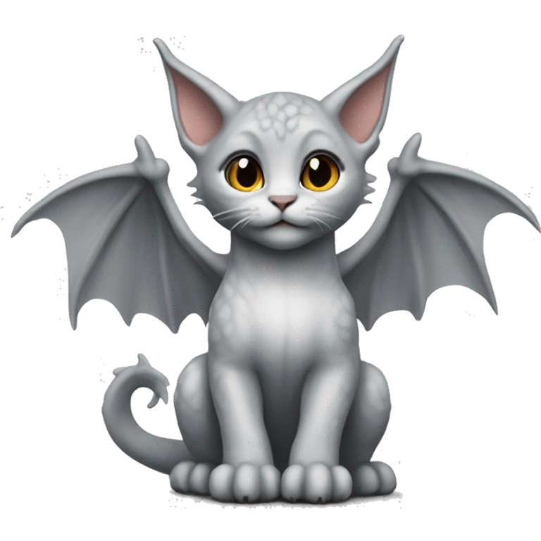  dragon wings on tiny light grey kitten emoji