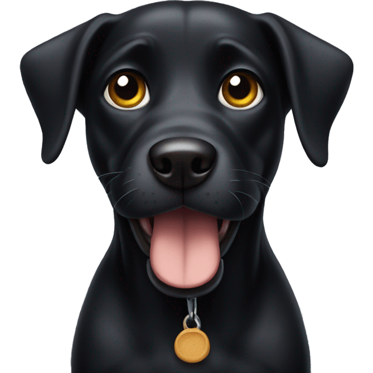 Black dog with begging eyes emoji