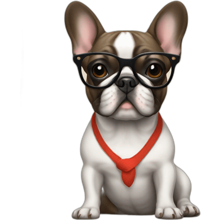 French bulldog with glasses emoji