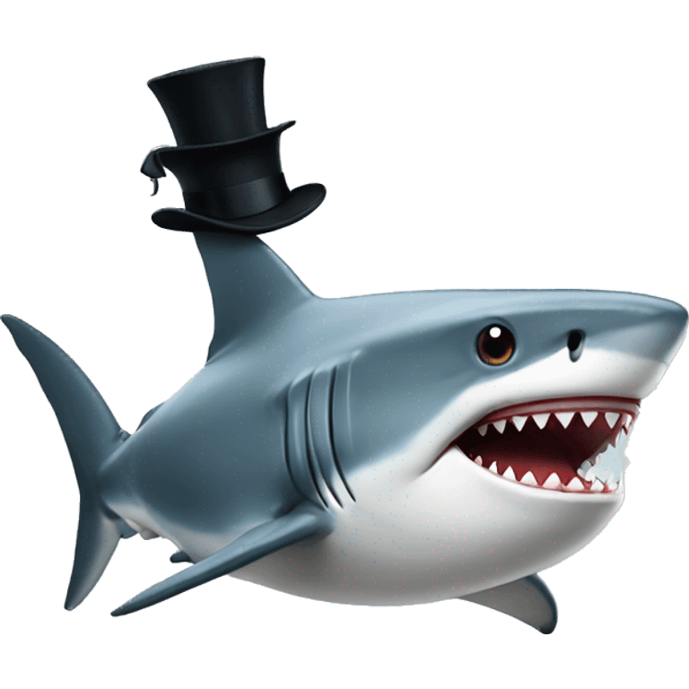 Shark with a top hat emoji