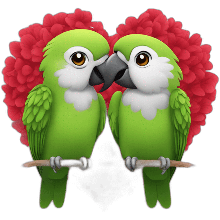 Parrots kiss heart emoji