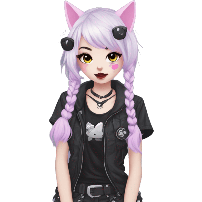 Edgy Kawaii Cute Cool Cartoon Anime Punk Techwear Gothic Catgirl emoji