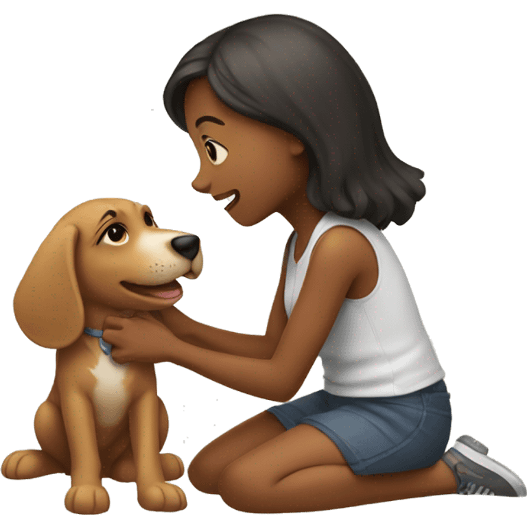 Girl playing with dog  emoji