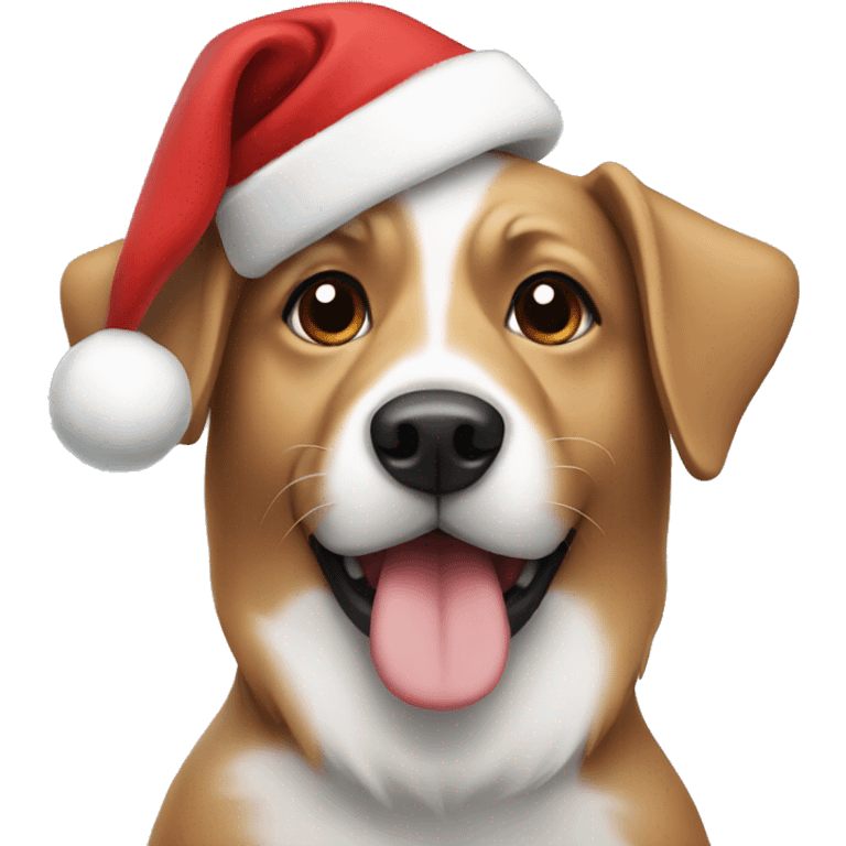 Dog with a Christmas hat emoji