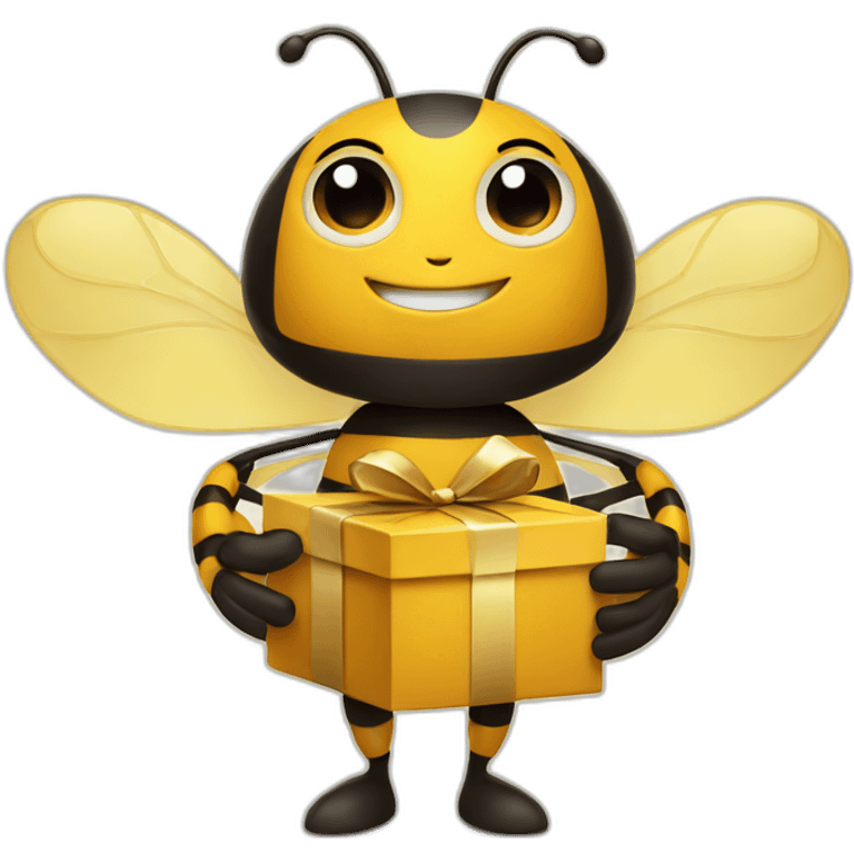 Bee with a gift box on his hands  emoji