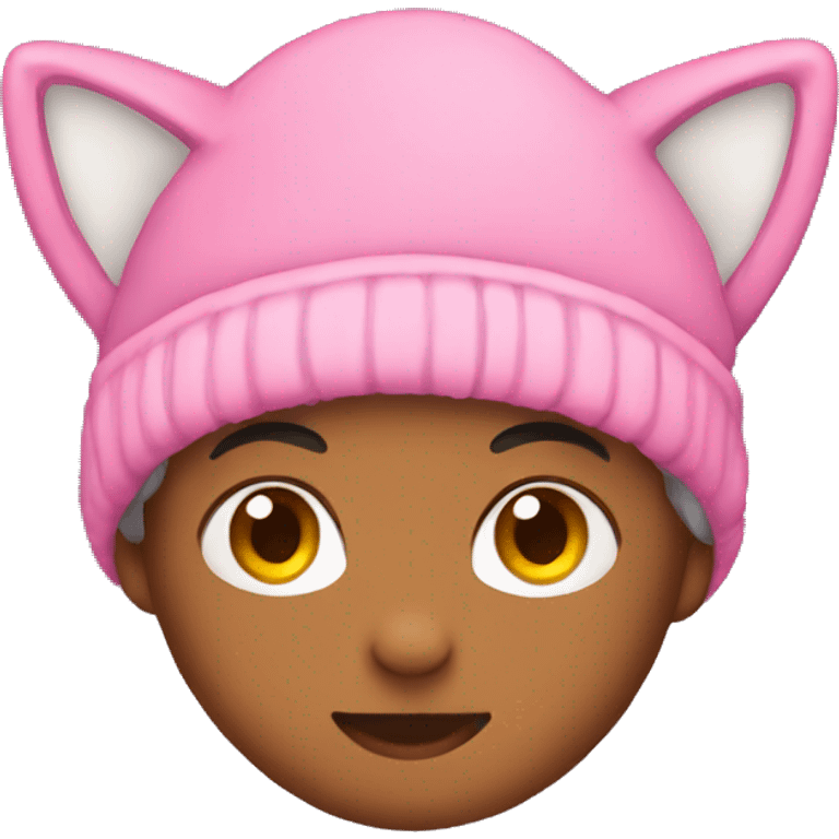 Pink beanie with cat ears emoji