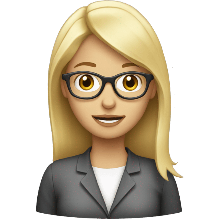 blond haired female with glasses typing on a computer emoji