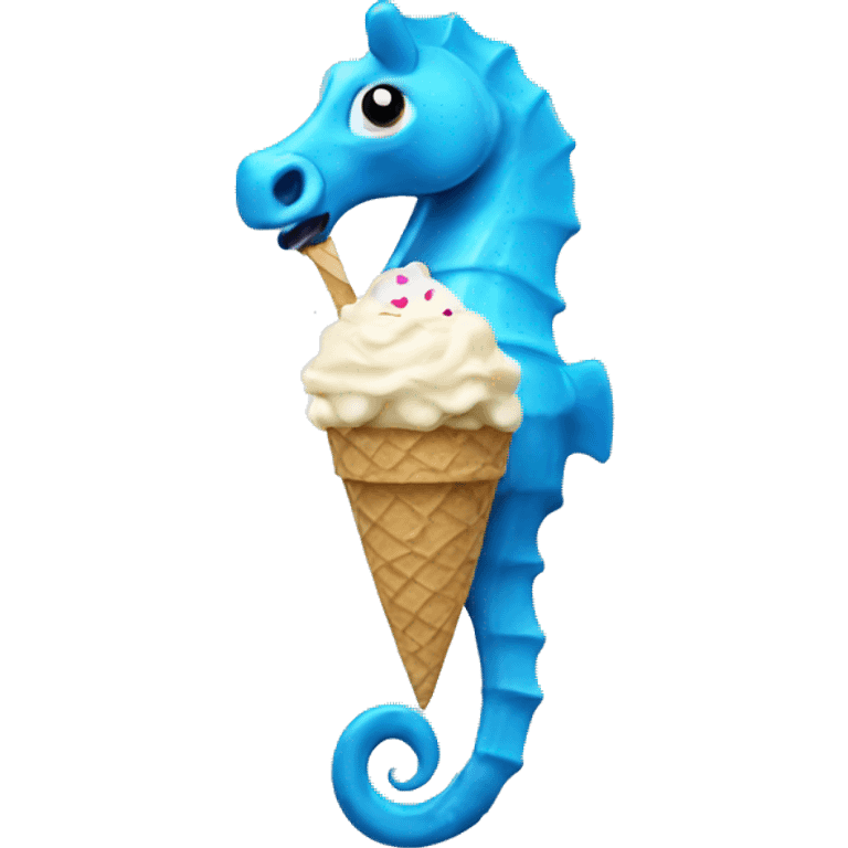 Blue sea horse eating ice cream emoji