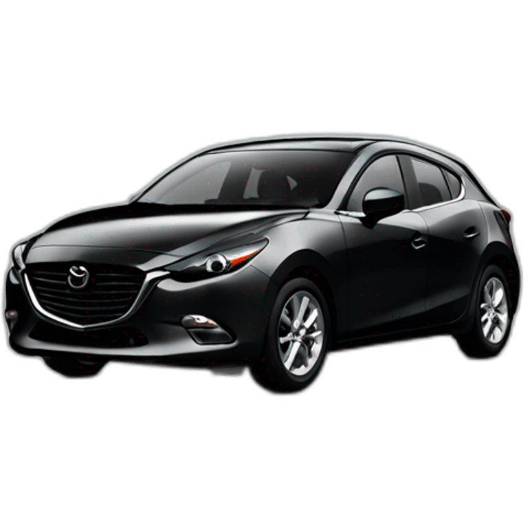 Black Mazda 3 driving fast emoji