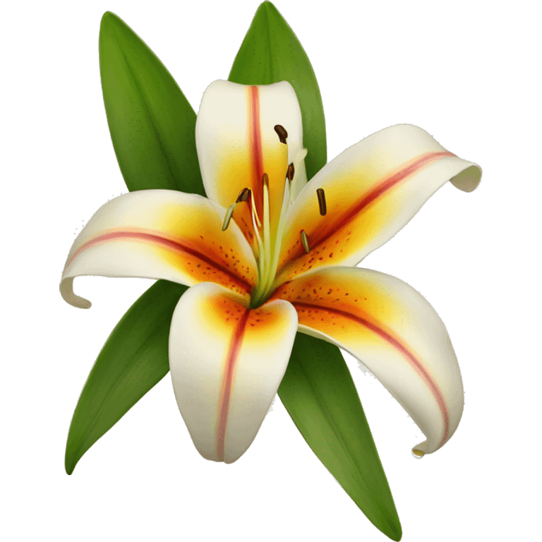 A lily with red yellow orange colours ￼ emoji