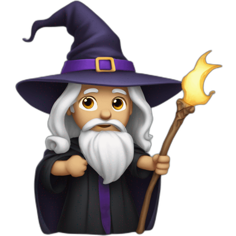 A male witch holding a wand emoji