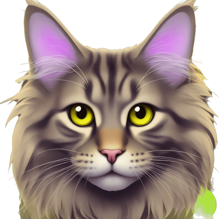 maine coon in fluo colors emoji