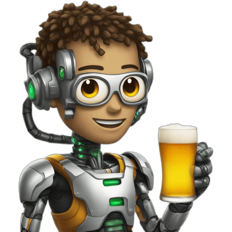 cyborg holding beer emoji