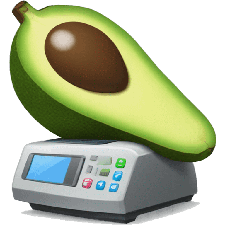 un aguacate con una computadora emoji