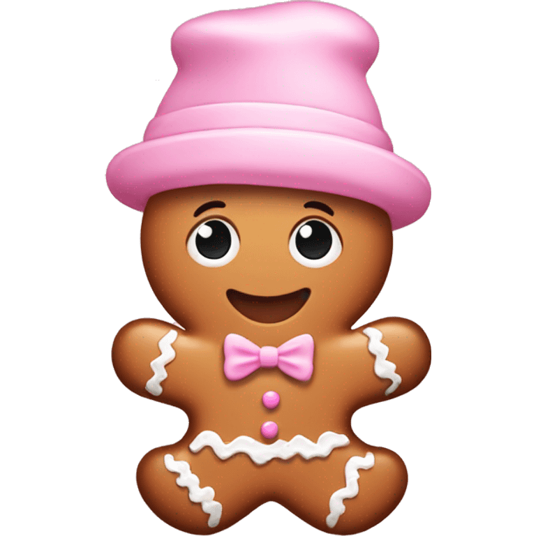 Cute gingerbread with a baby pink hat  emoji