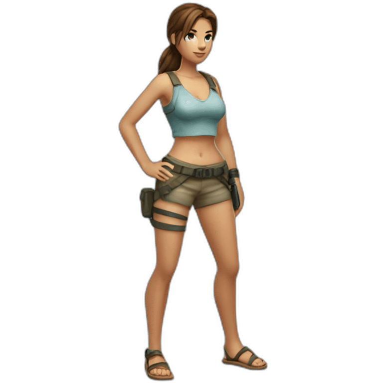 lara croft with beach clothes emoji