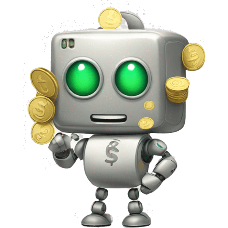 Cute robot with money bags emoji