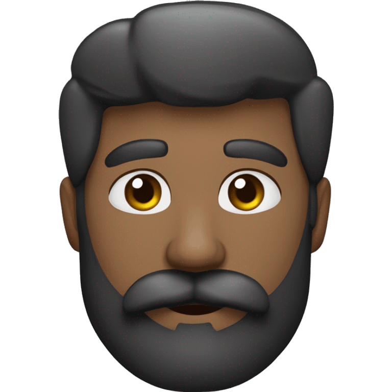 Rapaz negro de barba e bigode com sobrancelha de circunflexo emoji