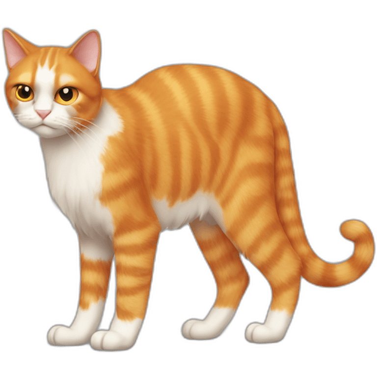 grumpy skinny orange hairy cat with long tail emoji