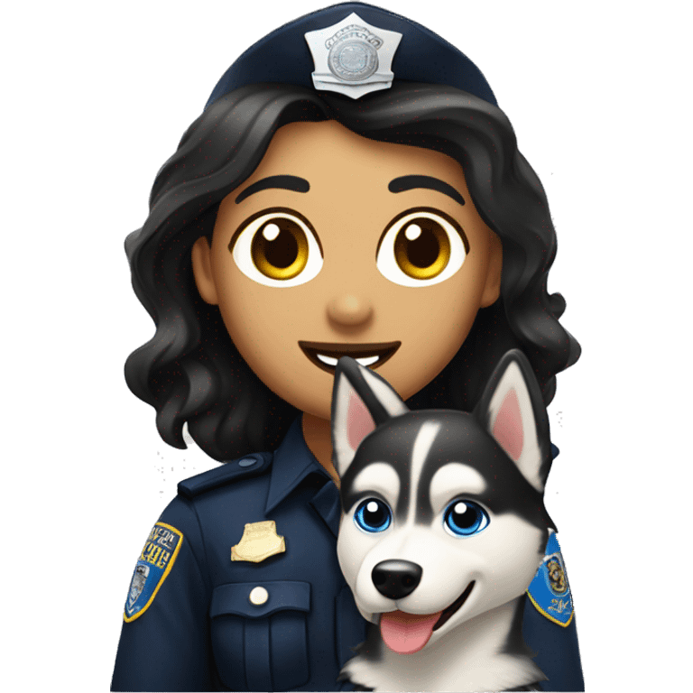 white dark hair police officer with a husky emoji