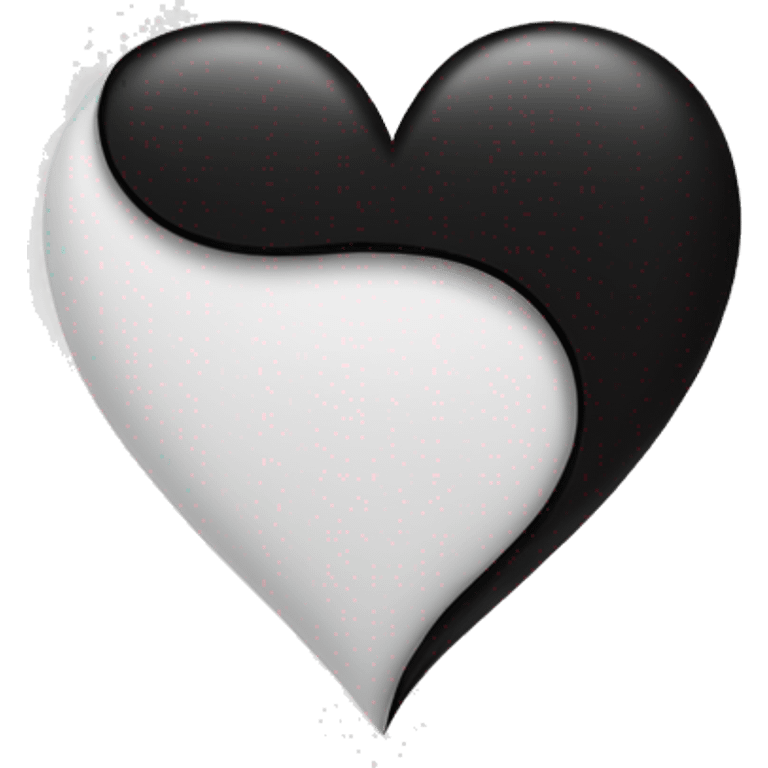 Half white half black heart where left half is white emoji